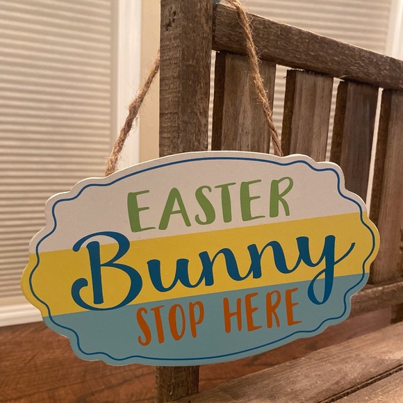 Easter Hanging Wood Wall Decor Signs Set of 2, Bunny Kisses & Easter Wishes Sign - Picture 16 of 16